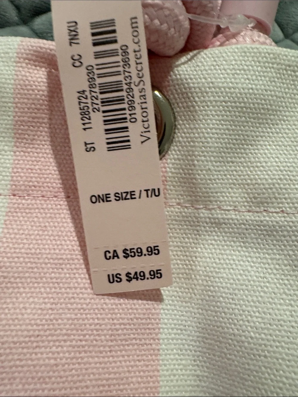 NWT Victoria Secret heritage stripe rope tote - Picture 3 of 6